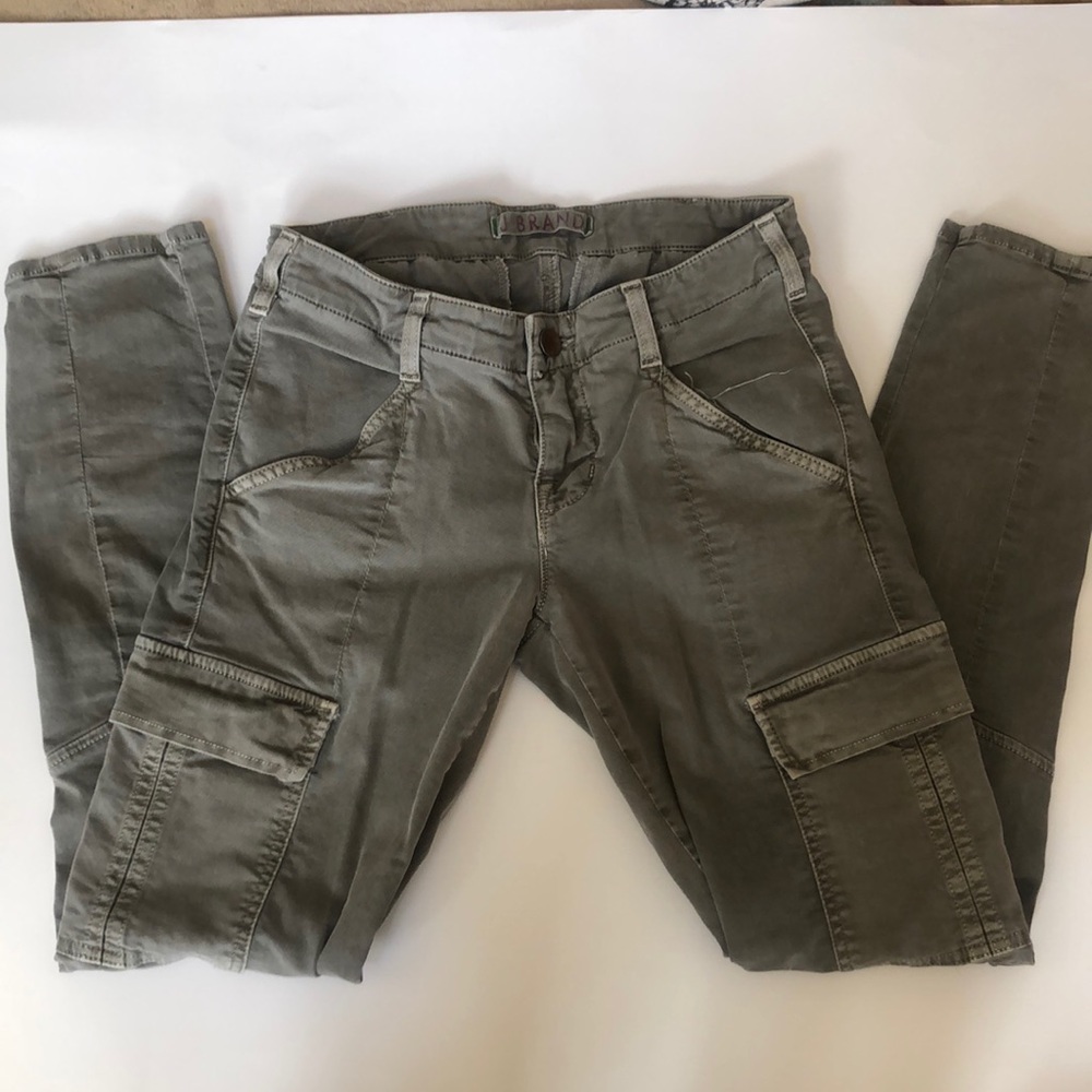 JBrand Disressed Cargo Skinny Jeans - Color Olive